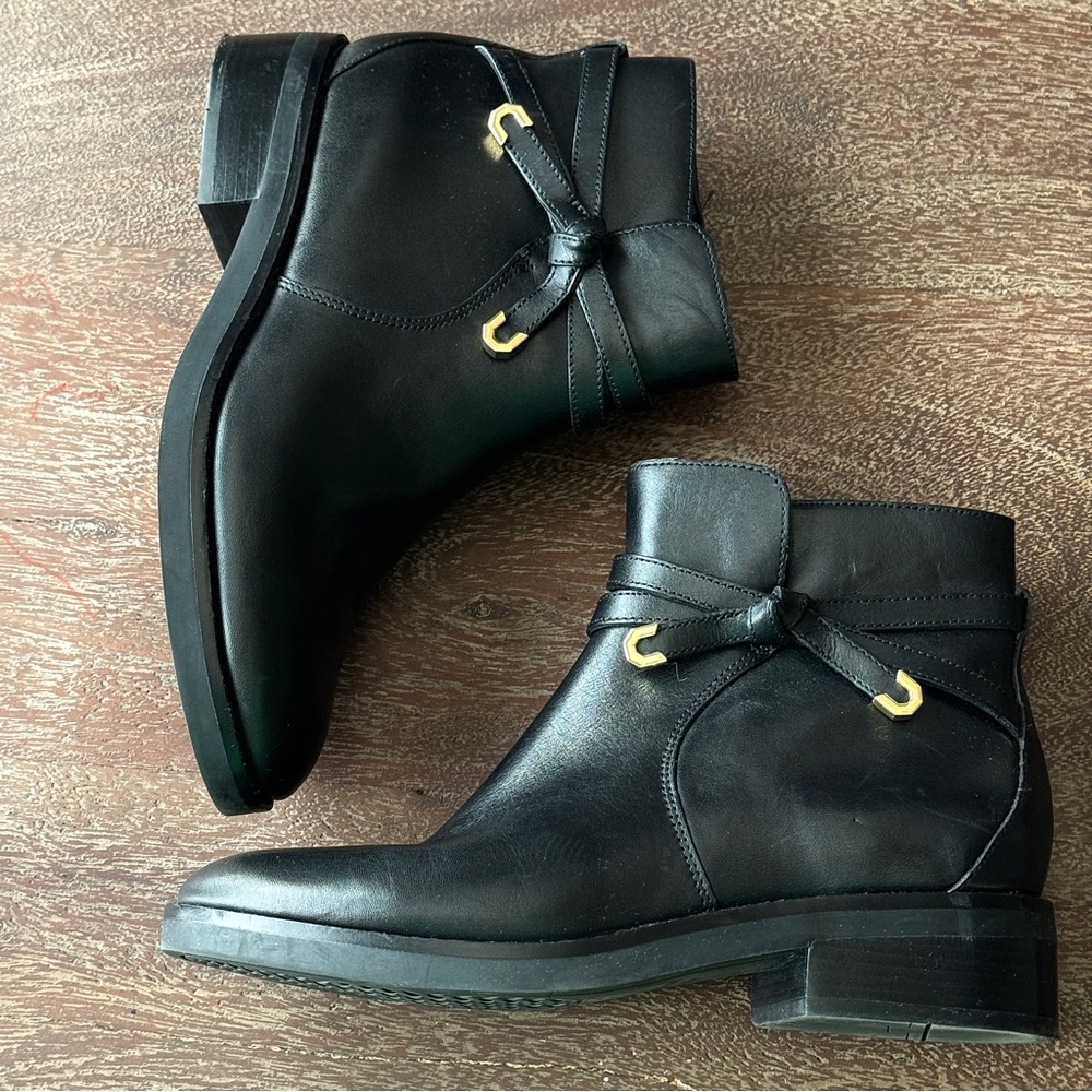 Cole Haan ‘Railyn’ Black Ankle Boots with Gold Accents- NWOT Size 6